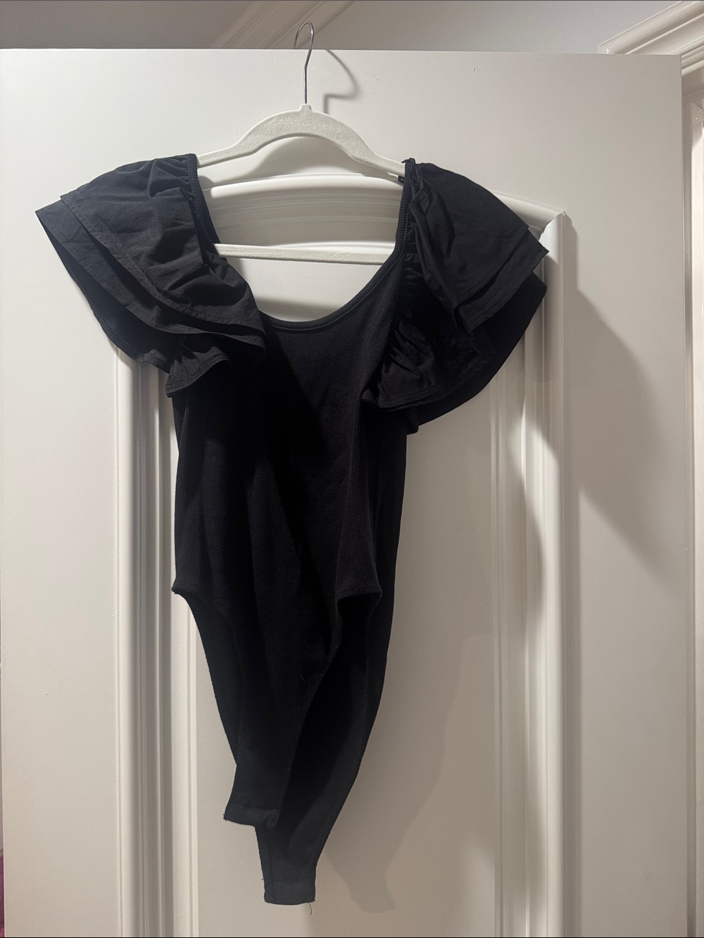 Zara Black Ruffled Sleeve Bodysuit